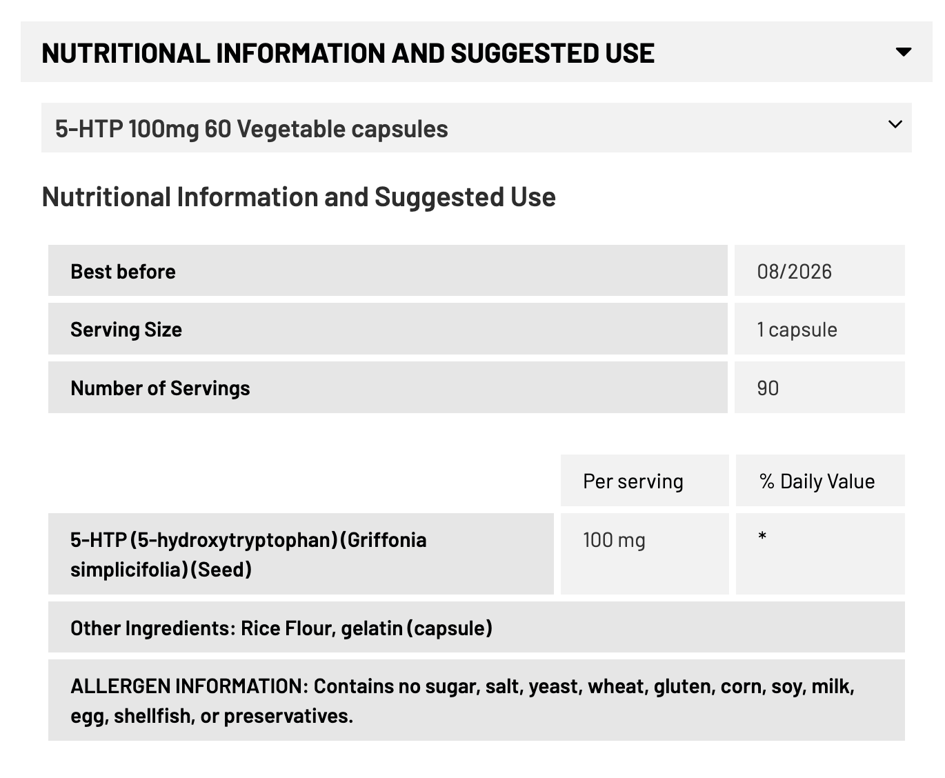 NOW FOODS 5-HTP 100MG