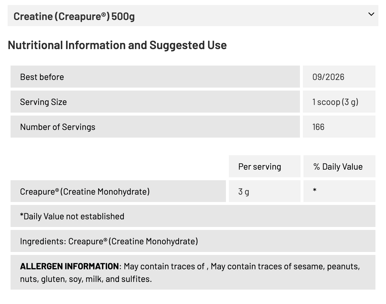 ZUMUB CREATINE (Creapure®) 500 G