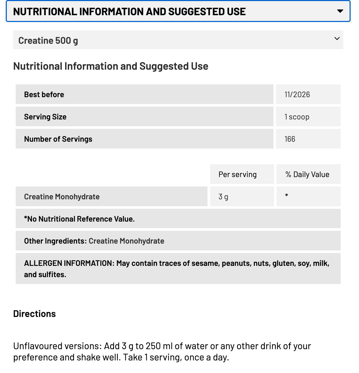 CREATINE MONOHYDRATE ZUMUB 500 G