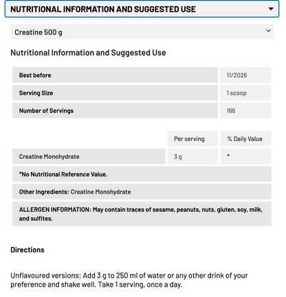 CREATINE MONOHYDRATE ZUMUB 500 G